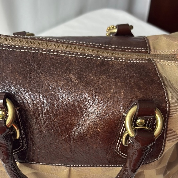 Coach Brown and Tan Satchel with Structured Design - Picture 12 of 16